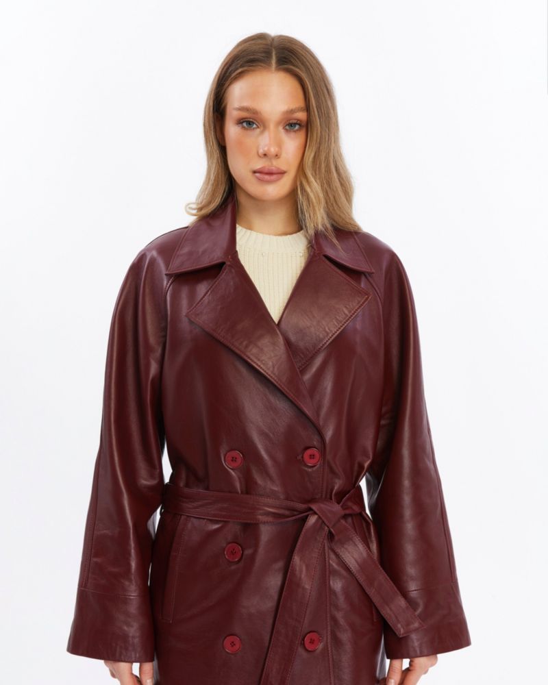 Women's Sloane Leather Trench Coat