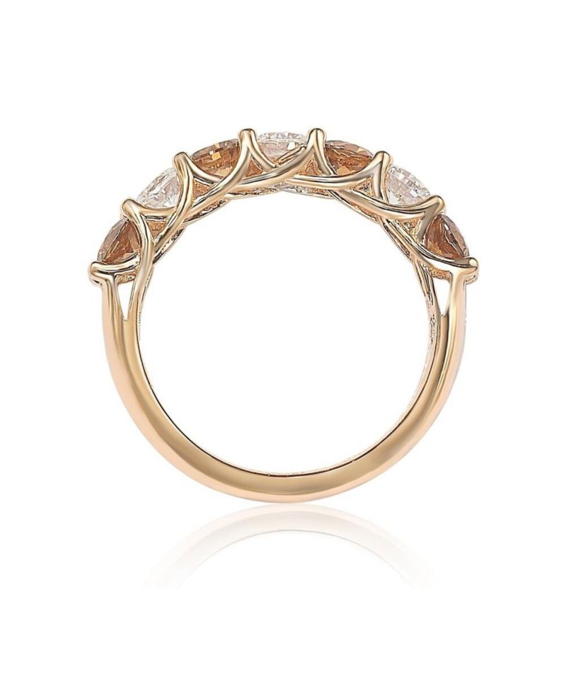 Suzy Levian Sterling Cubic Zirconia Alternating & Half Eternity Band Ring