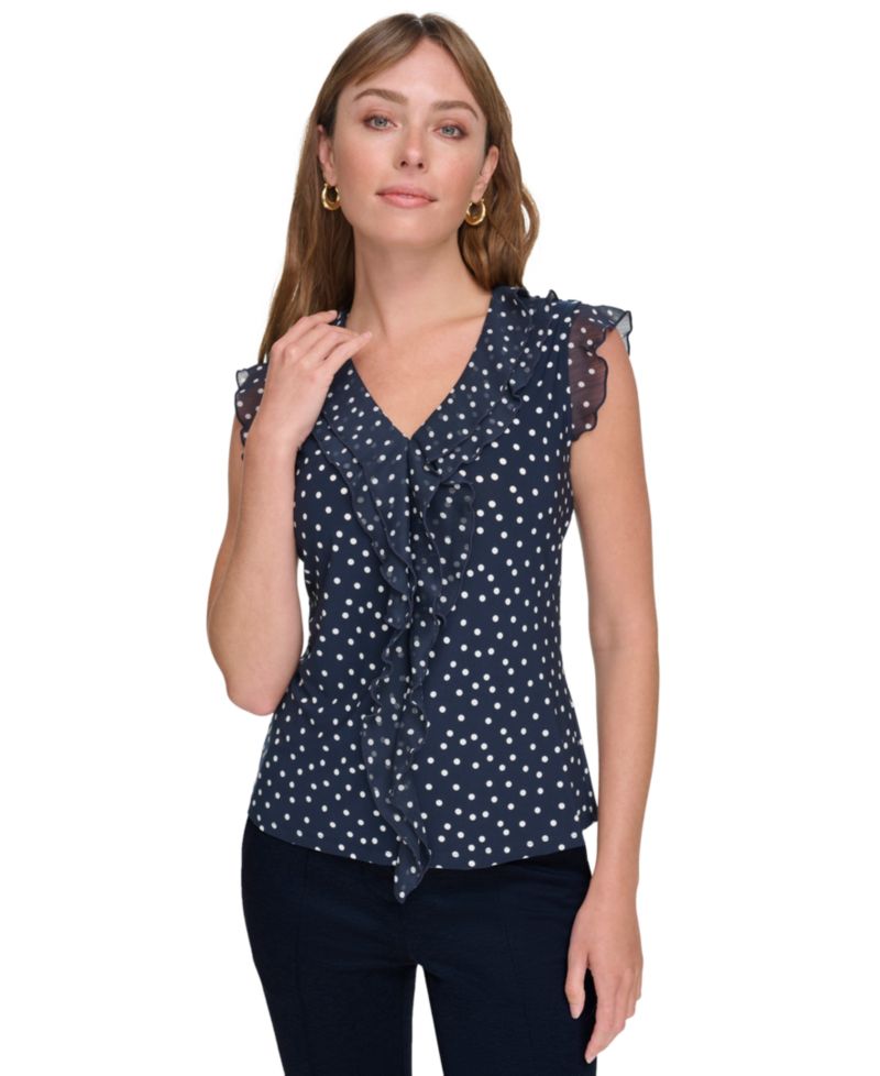 Women's Printed Ruffled Sleeveless Top