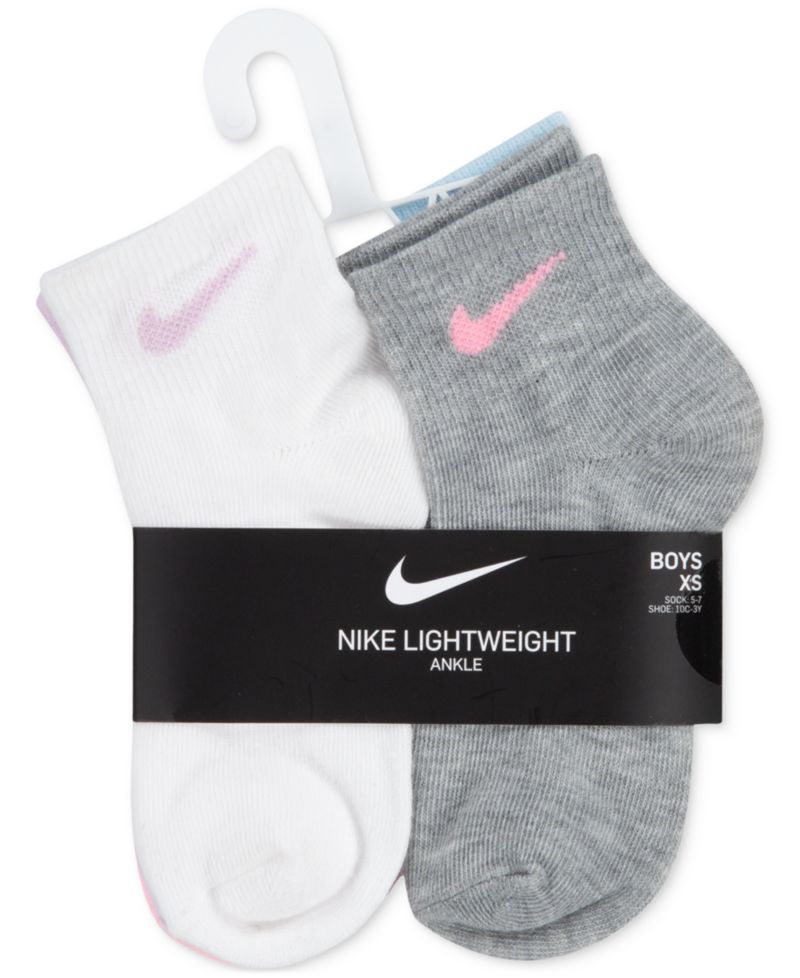 Girls' 4-7 Metallic Swoosh Quarter Socks, 6-Pack