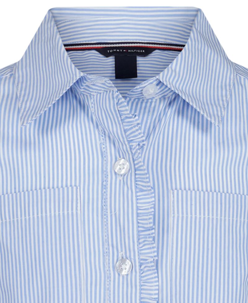 Girls' 7-16 Striped Long-Sleeve Shirt Dress