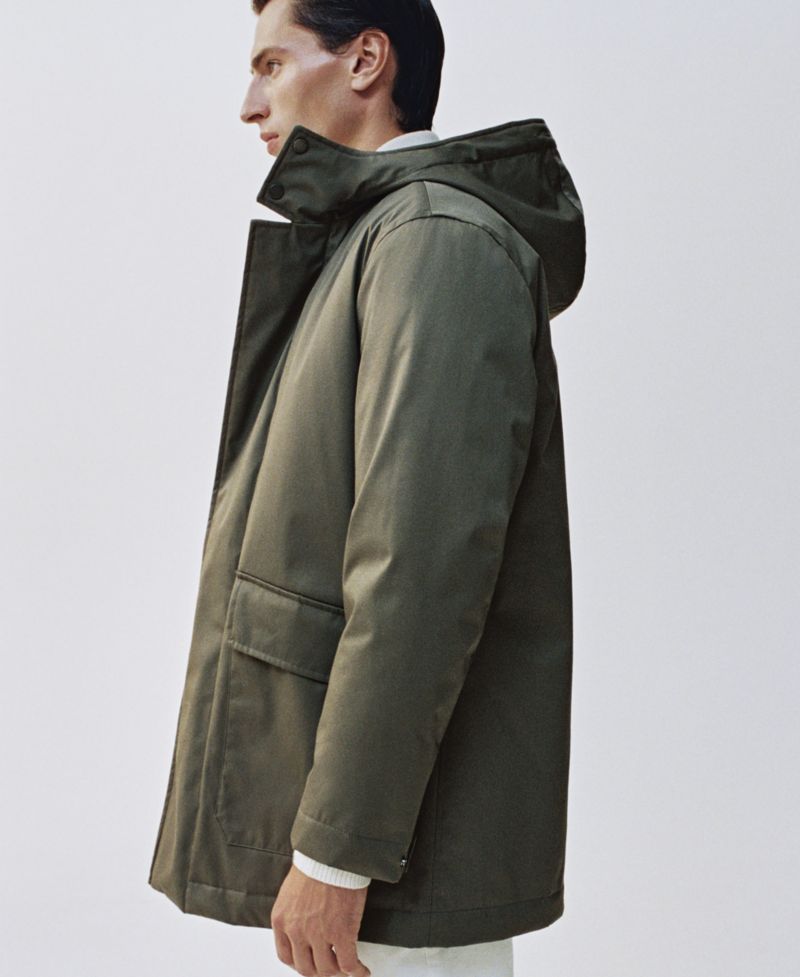 Men's Water-Repellent Hood Quilted Parka