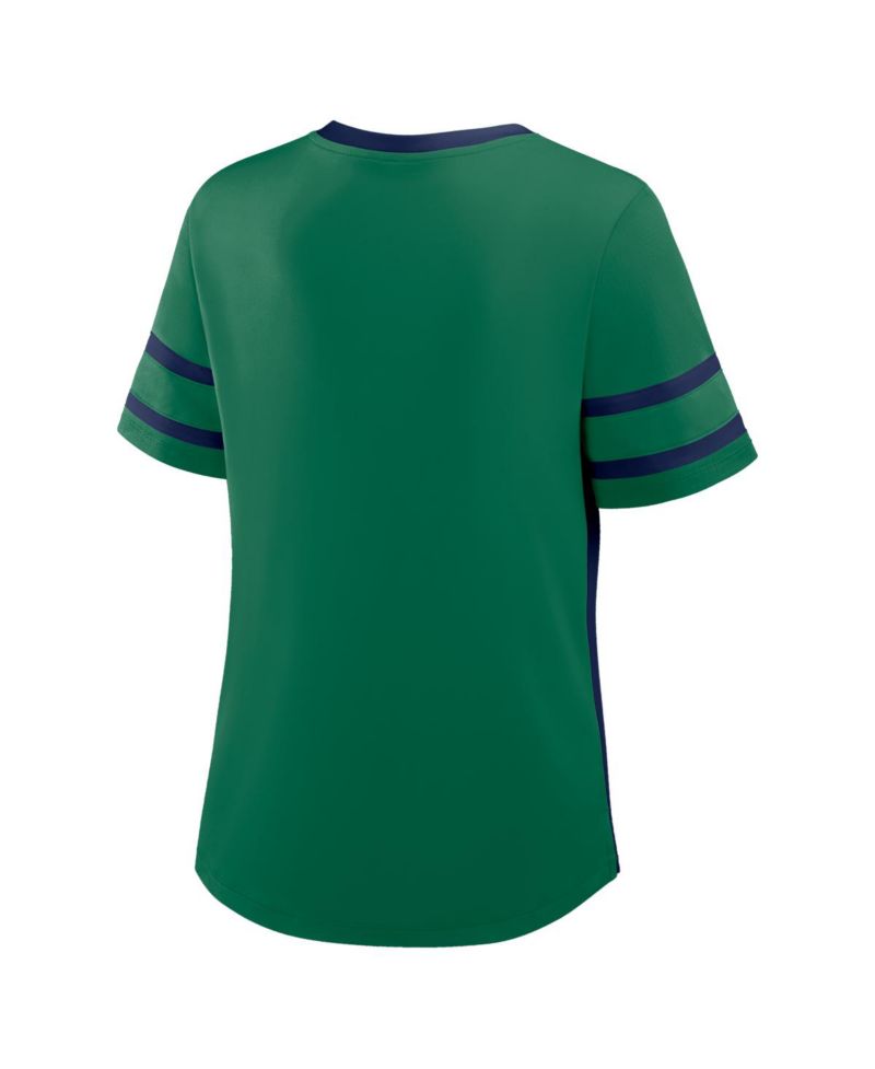 Women's Green/Navy Notre Dame Fighting Irish Be Fearless Athena Lace-Up T-Shirt