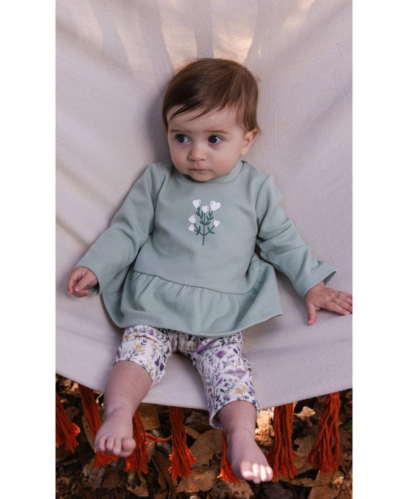 Baby Girls ( 3M to 24 M ) Organic Cotton Peplum Tunic and Legging Set Heart Print