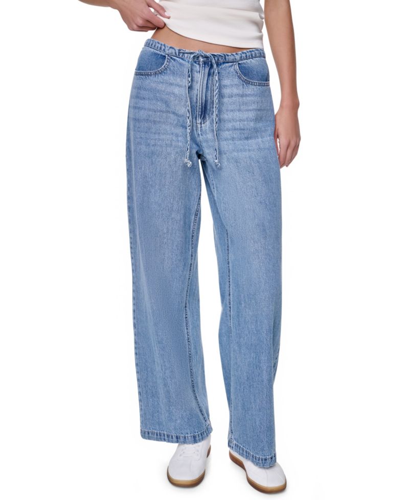 Petite Mid-Rise Drawstring Relaxed Fit Jeans