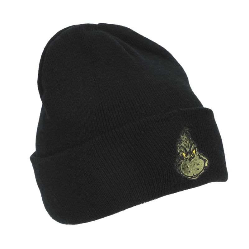 Men's Embroidery Black Acrylic Yarn Standard Cuff Beanie