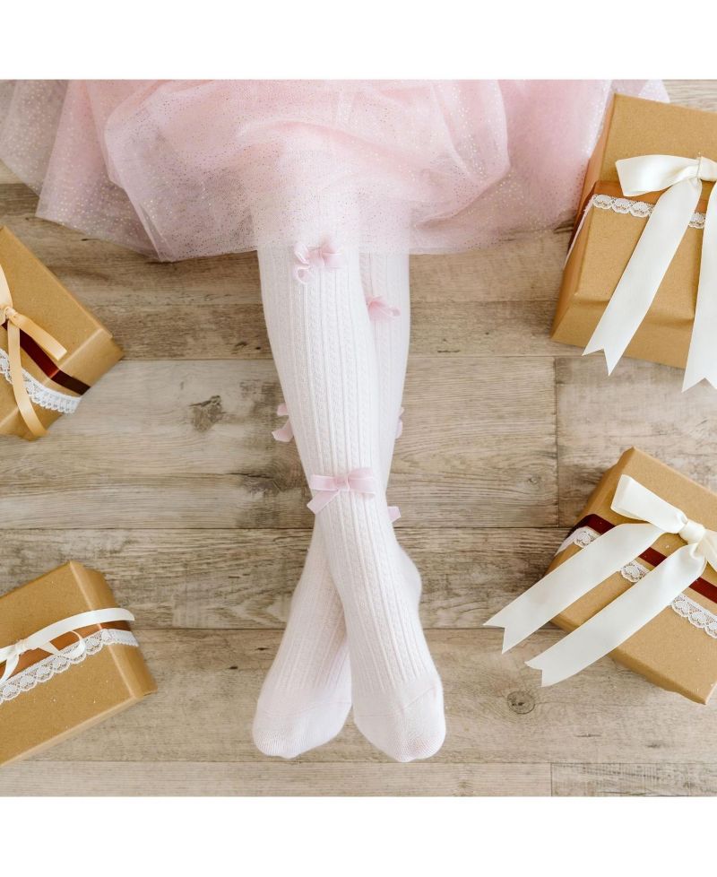 Baby Girls 0-24M Blush Velvet Bow Tights