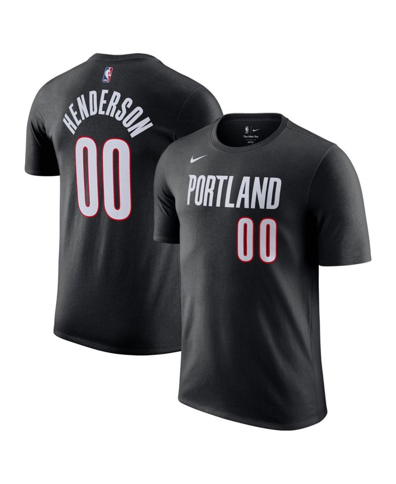 Men's Scoot Henderson Black Portland Trail Blazers Icon Edition Name & Number T-Shirt