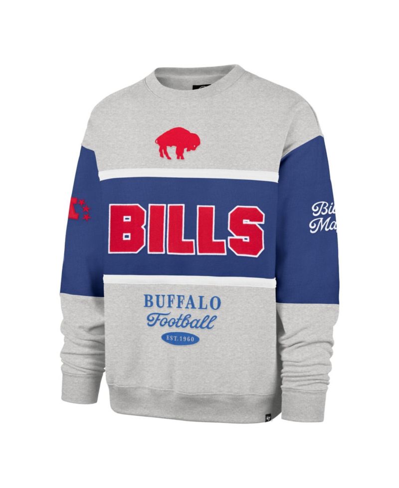 Men's '47 Royal/Heather Gray Buffalo Bills Blockfield Maximalist Sweatshirt