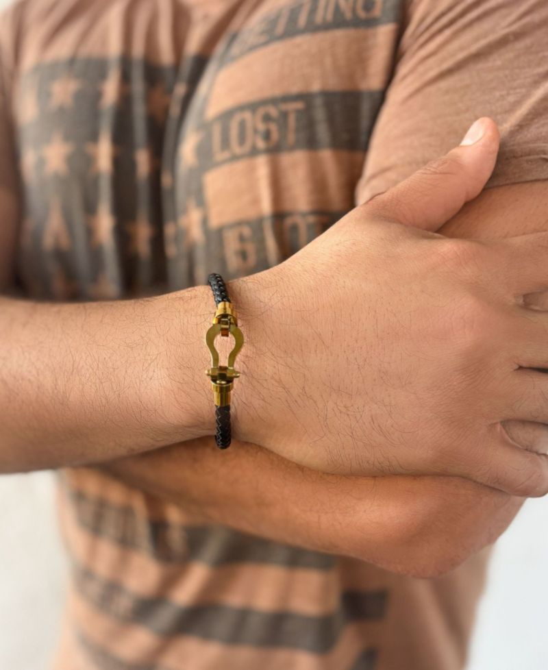 Tarnish Resistant Gold Magnetic Leather Bracelet