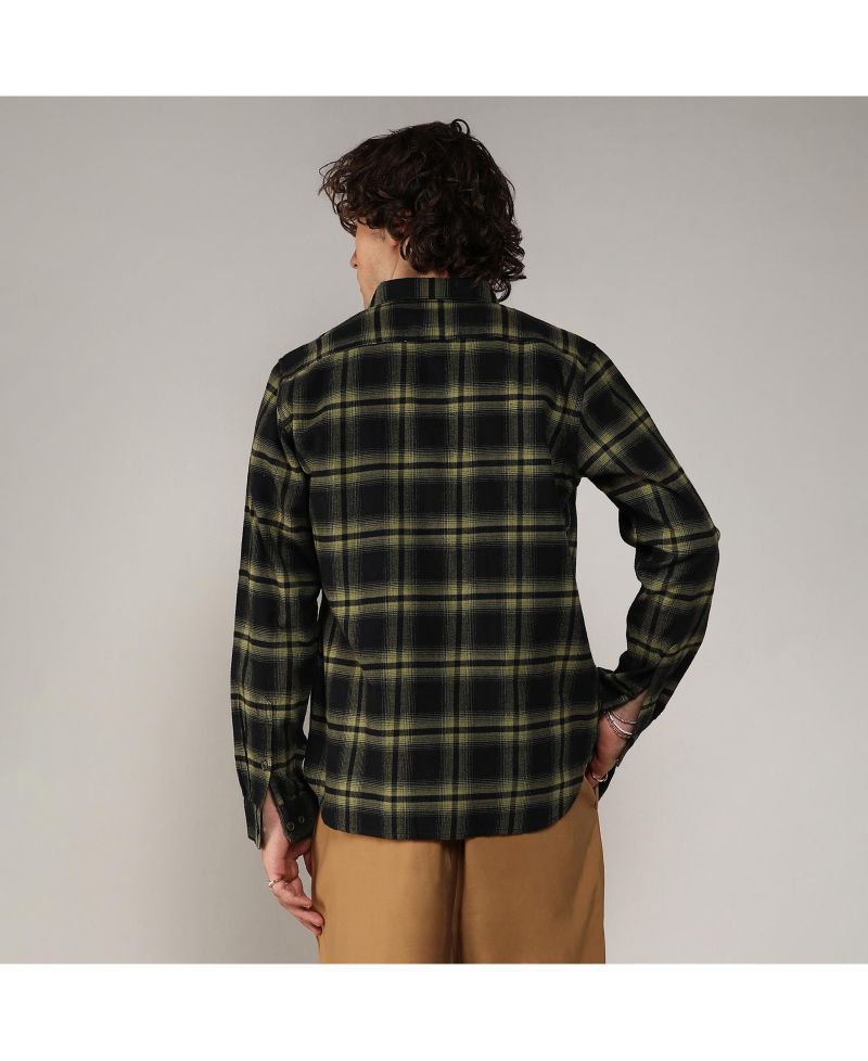 Men's Midnight Black & Sage Green Brushed Buffalo Check Shirt