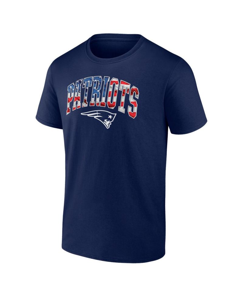 Men's Navy New England Patriots Banner Wave Logo T-shirt