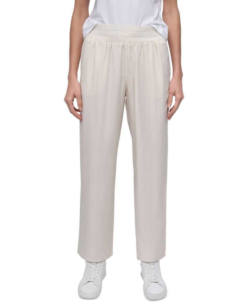 Petite Smocked-Waist Wide-Leg Pants