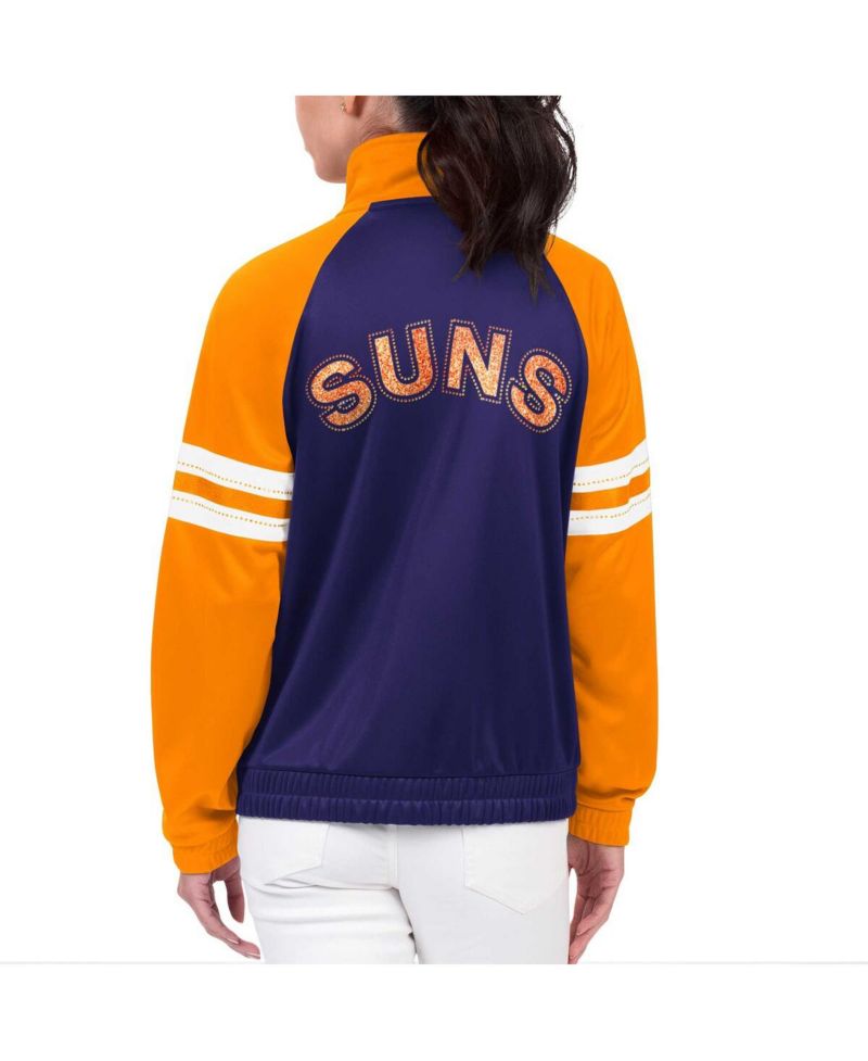 Women's Purple Phoenix Suns Main Player Raglan Rhinestone Full-Zip Track Jacket