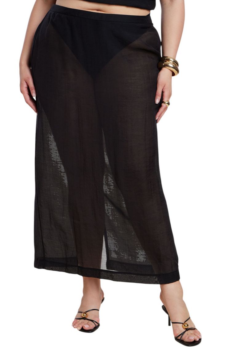 Women's Plus Size Sheer Printed Organza Skirt
