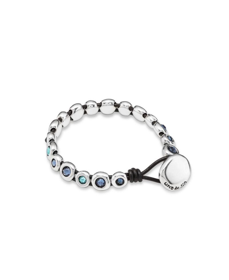 Sterling Silver Murano Crystal Leather Bracelet