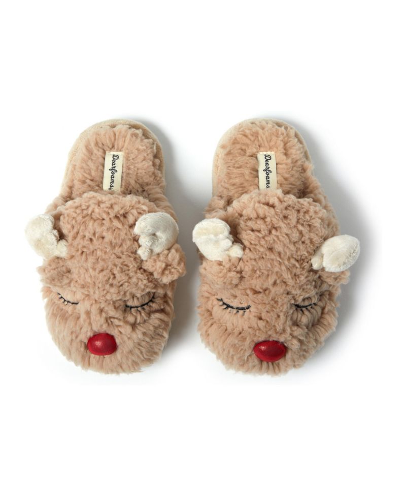 Kid's Holiday Christmas Reindeer Scuff Slipper