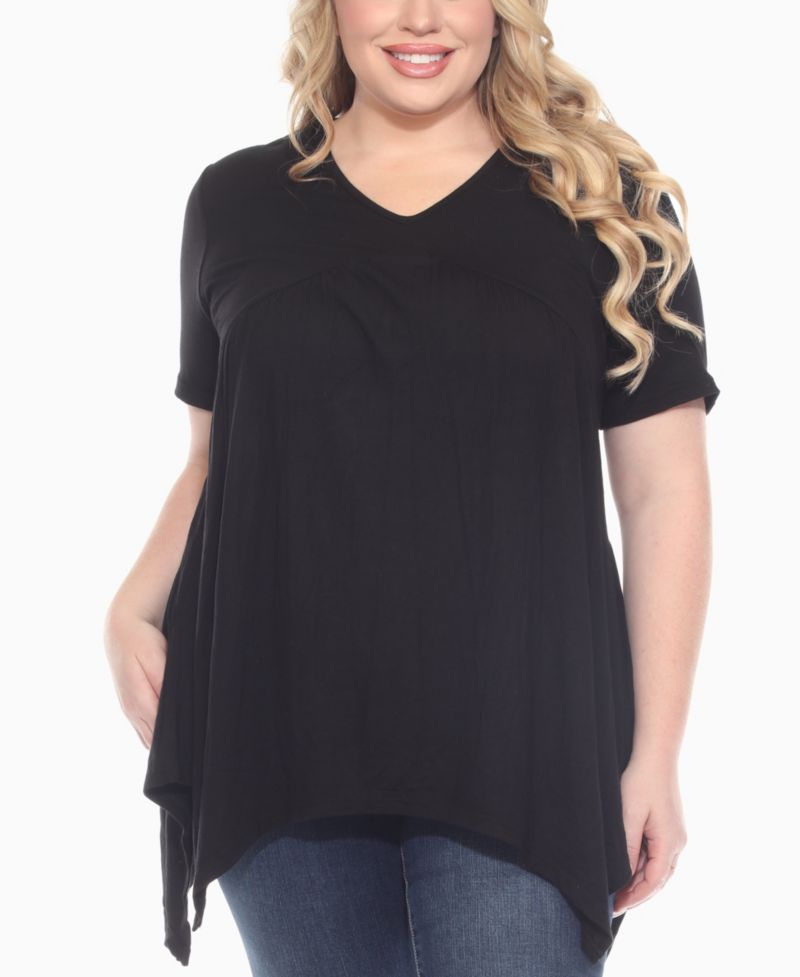 Plus Size Short Sleeve Shirred Front Knit Top