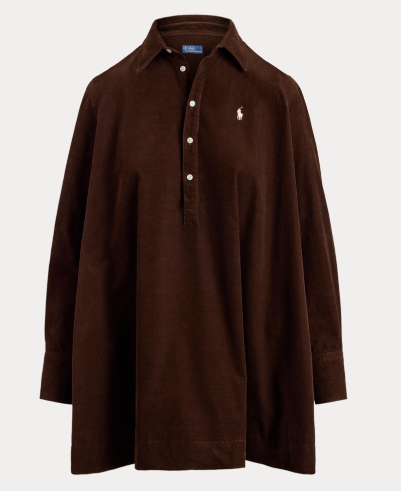 Women's Corduroy Pleated Shirt Dress