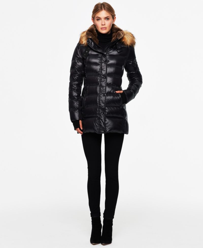 Women's Chelsea Faux-Fur-Trim Collar Hooded Puffer Coat