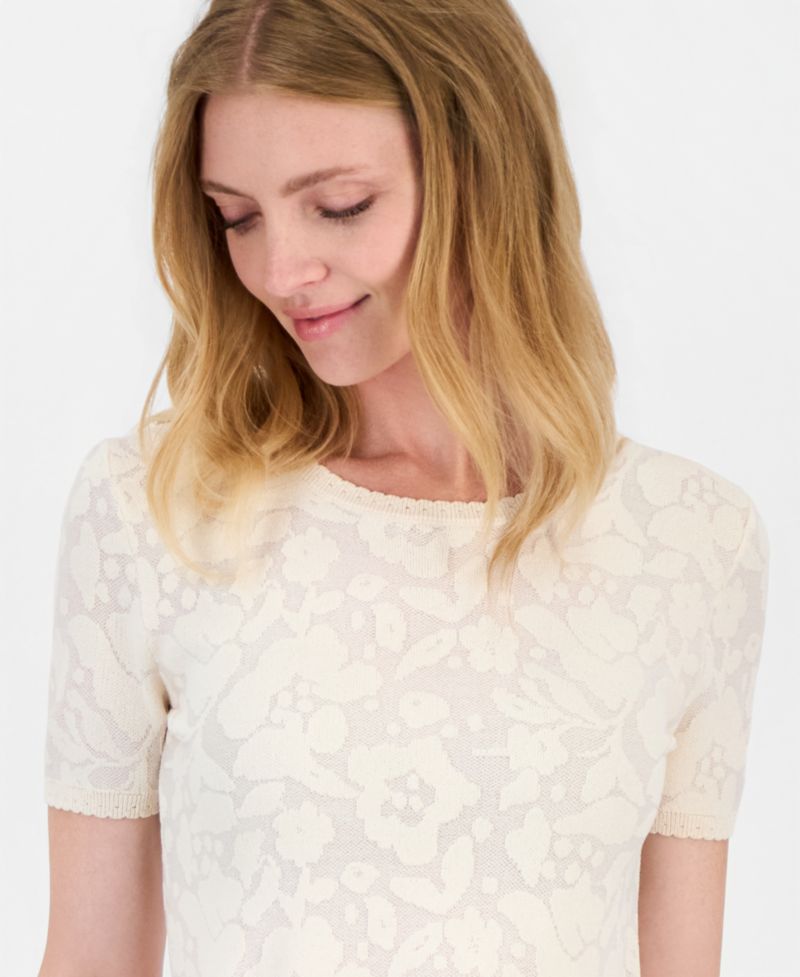 Women's Burnout Floral Crewneck Top