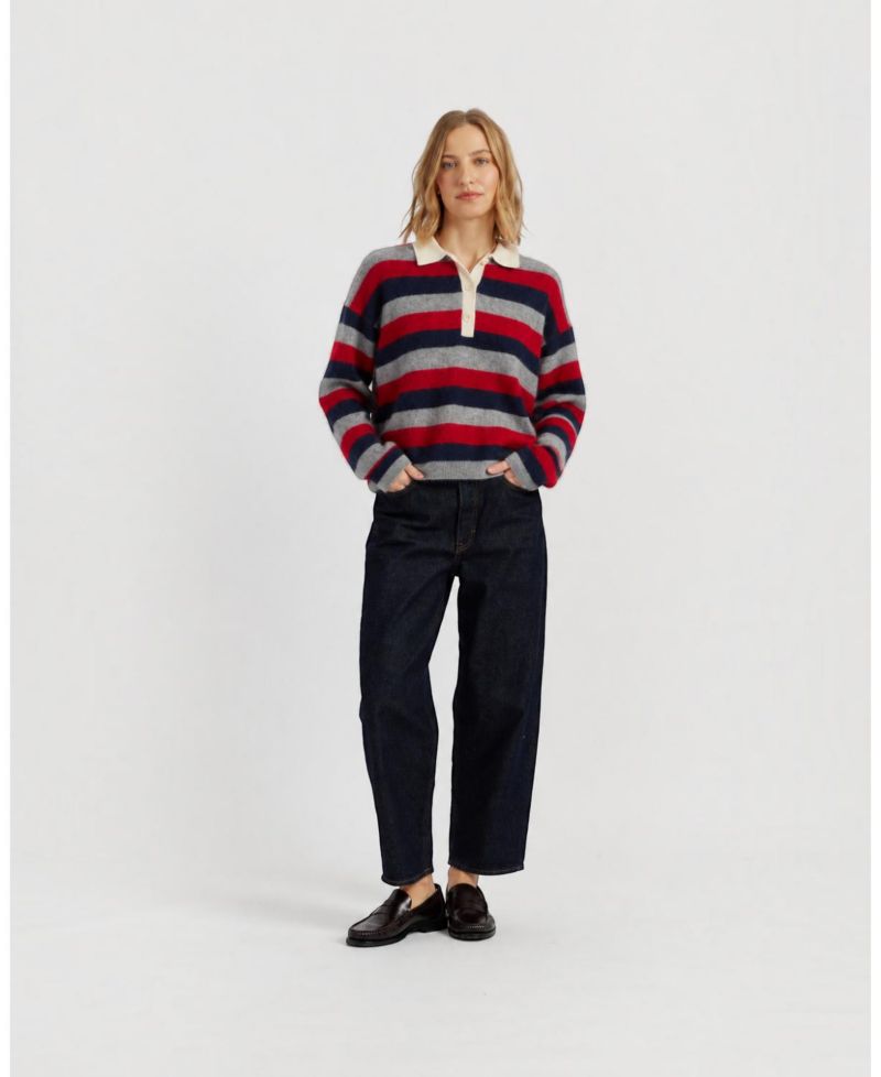Chinti and Parker Women's Merino Stripe Polo Top