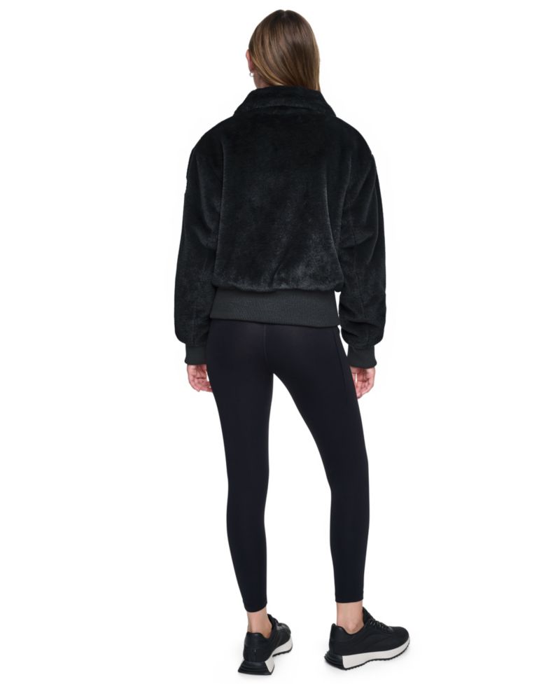Women's Mock Neck Short Faux Fur Jacket