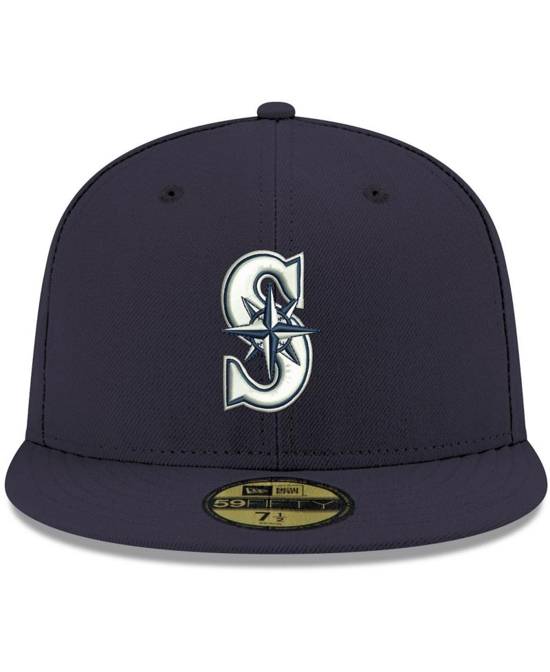 Men's Navy Seattle Mariners Logo White 59FIFTY Fitted Hat