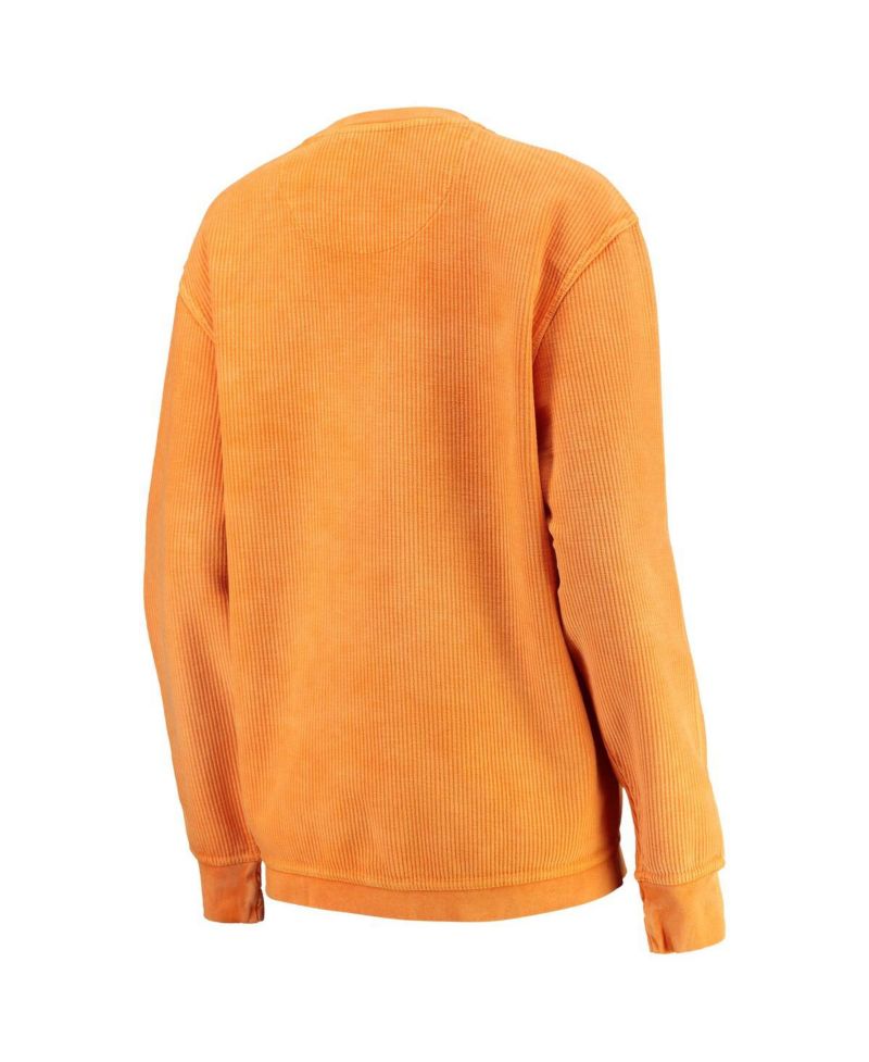 Women's Tennessee Orange Distressed Tennessee Volunteers Comfy Cord Vintage-Like Wash Basic Arch Pullover Sweatshirt