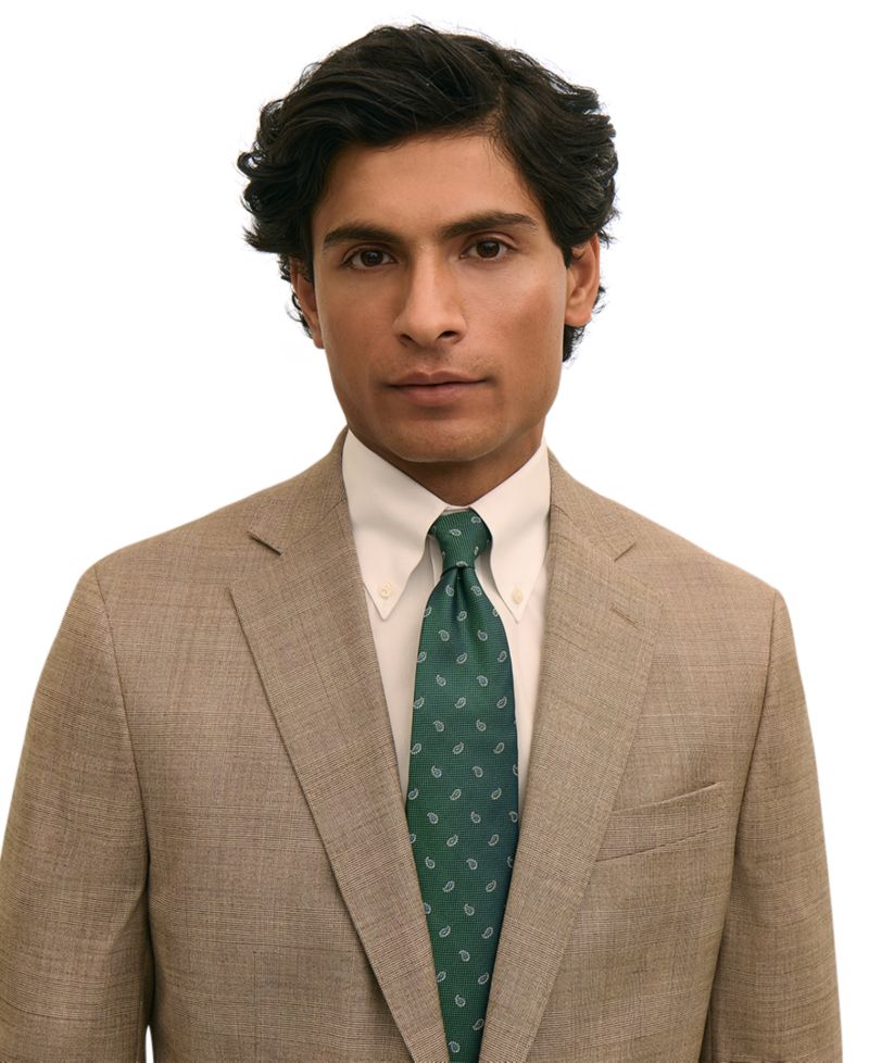 Мужской клетчатый стрейчевый пиджак классического покроя от Brooks Brothers