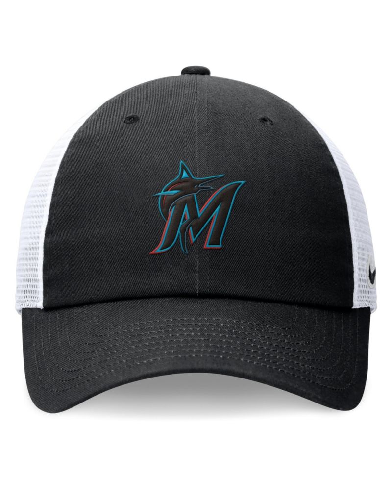Men's Black Miami Marlins Club Trucker Adjustable Hat