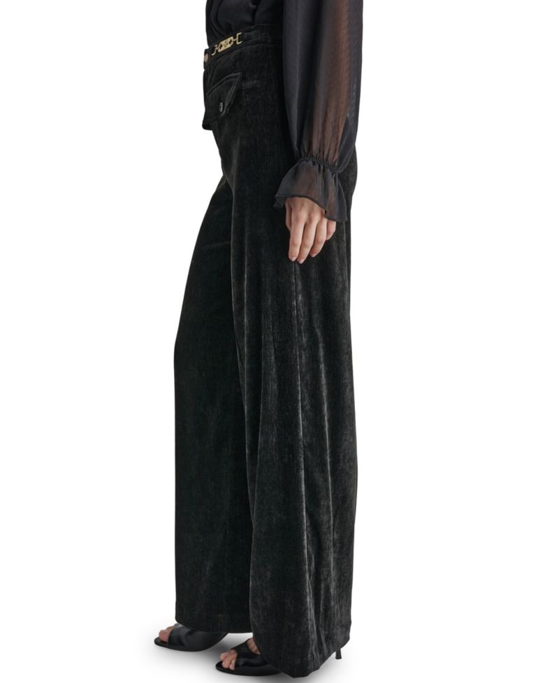 Women's High-Rise Wide-Leg Velvet Pants