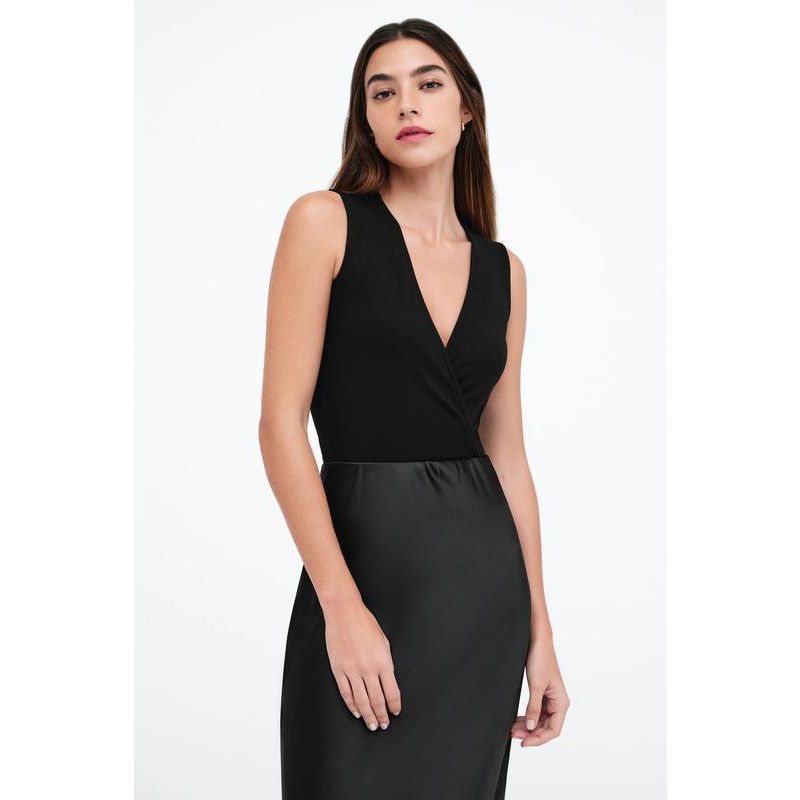 Women's Mia Sleeveless Faux-Wrap Jersey Bodysuit with Sheer Back