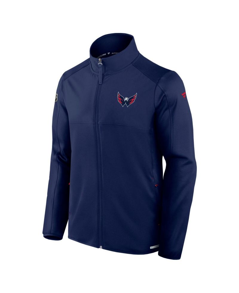 Men's Navy Washington Capitals Authentic Pro Rink Fleece Full-Zip Jacket