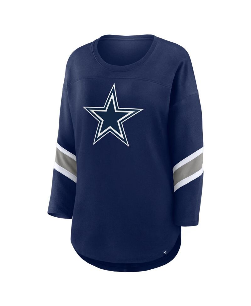 Women's Navy Dallas Cowboys Plus Size Redzone 3/4-Sleeve Scoop Neck T-Shirt