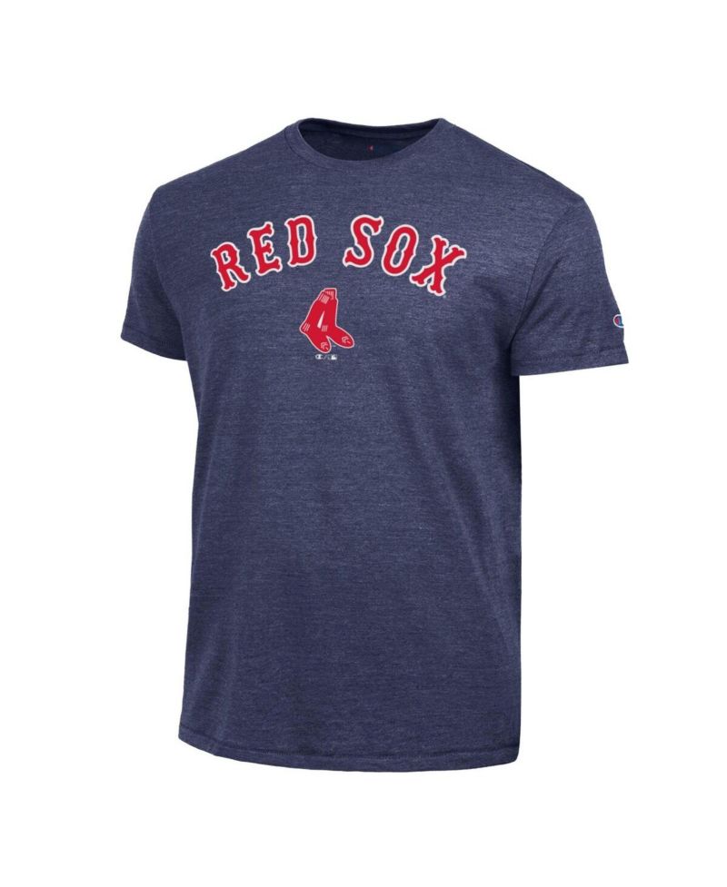 Men's Navy Boston Red Sox Cooperstown Wordmark Lockup Tri-Blend T-Shirt