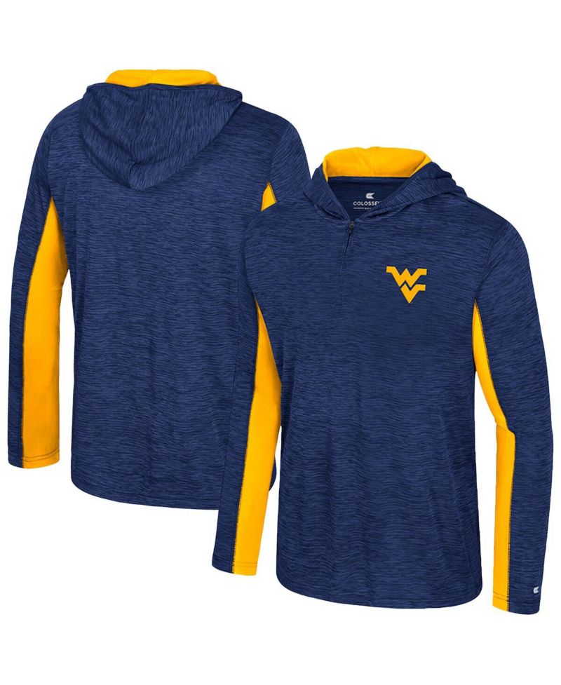 Men's Navy West Virginia Mountaineers Always Sunny Quarter-Zip Hoodie
