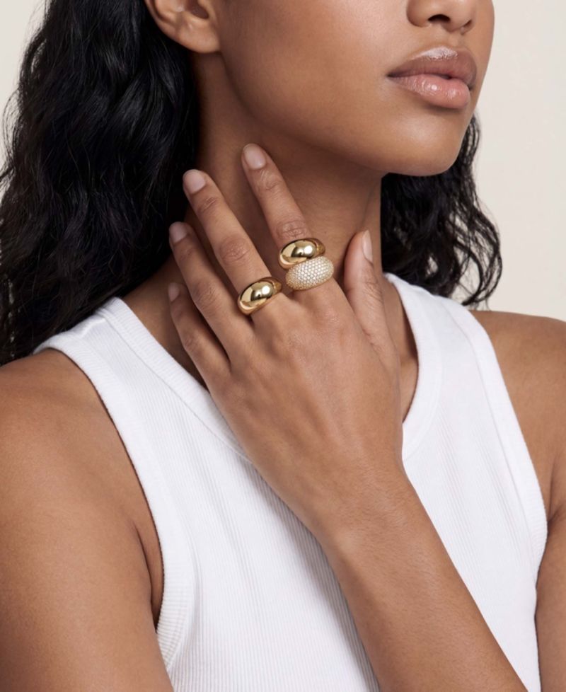Timeless Glamour 18k Gold Plated Ring Set