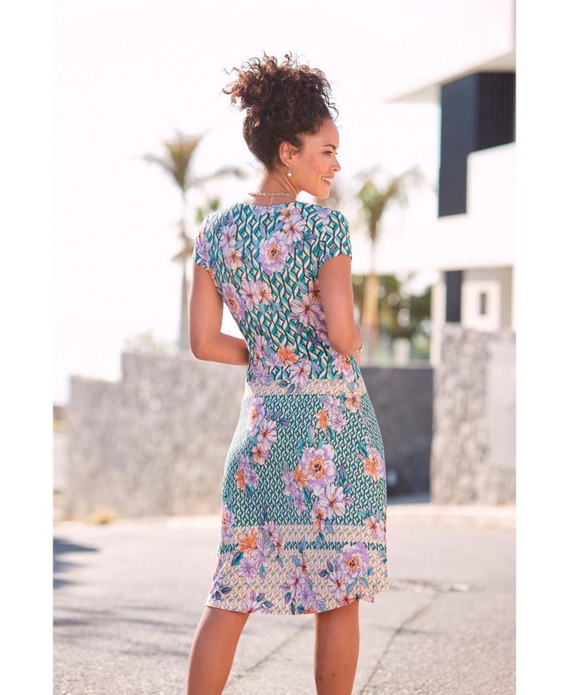 Women's Floral-Print V-Neck A-Line Dress