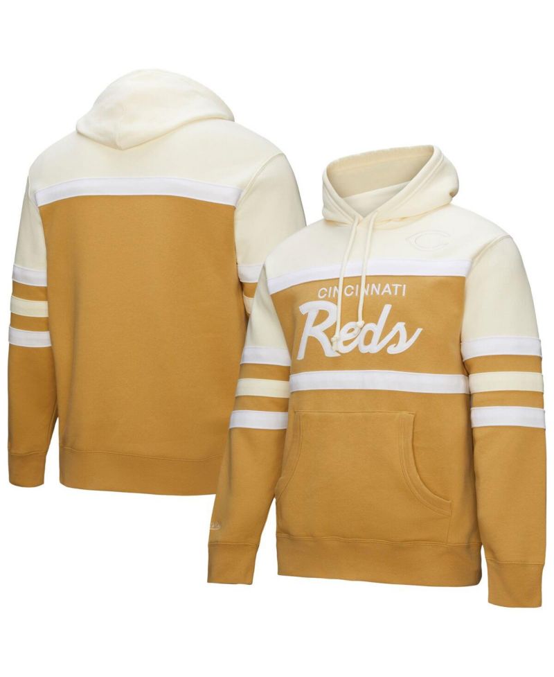 Men's Tan/Cream Cincinnati Reds Head Coach Pullover Hoodie