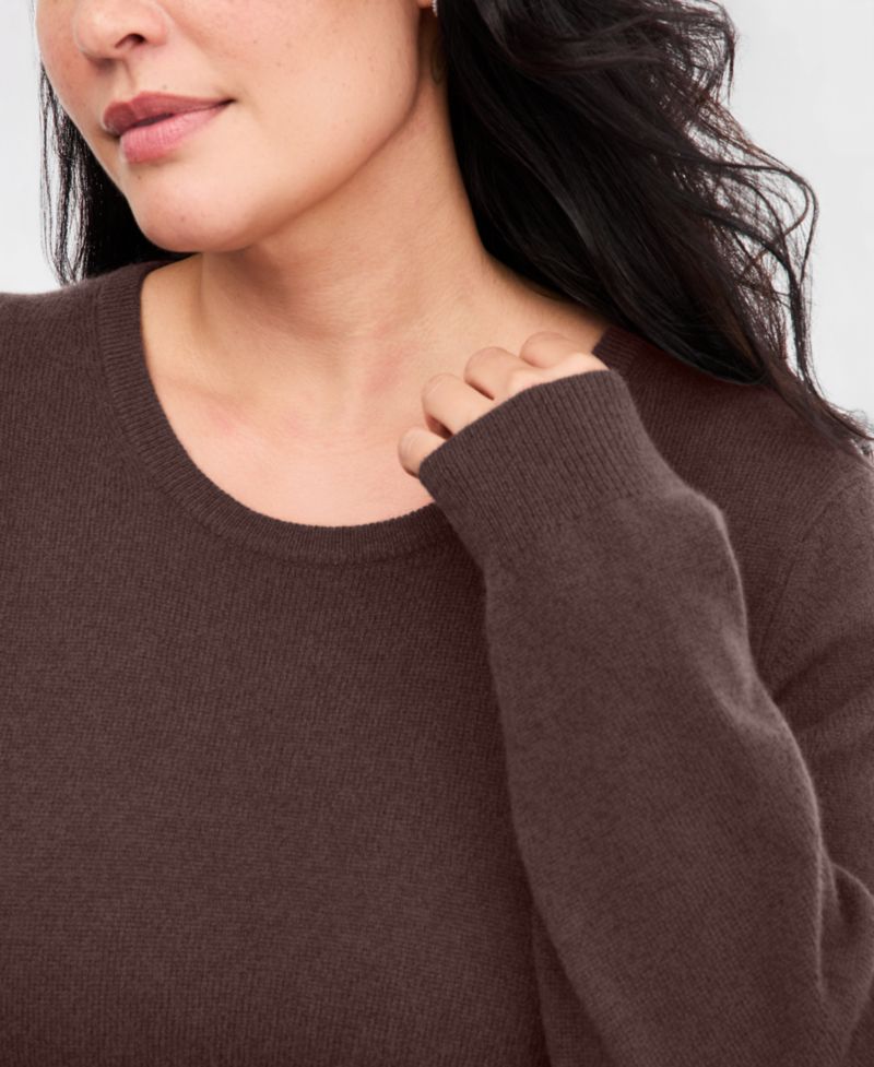 100% Cashmere Women's Petite Long-Sleeve Crewneck Sweater