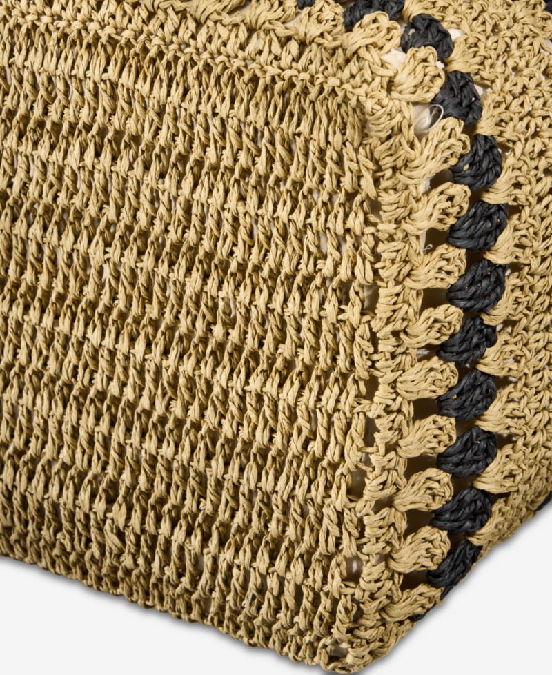 Geometric Straw Slouchy Tote Bag