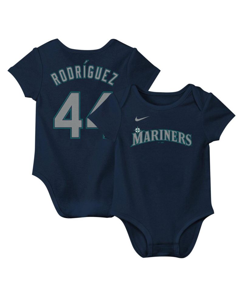 Newborn Baby Boys and Girls Julio Rodríguez Navy Seattle Mariners Fuse Name & Number Bodysuit