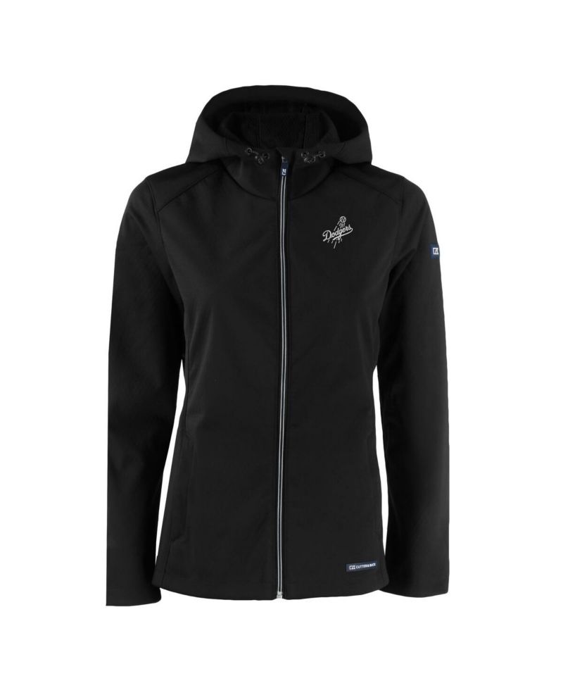 Cutter Buck Women's Black Los Angeles Dodgers Evoke Eco Softshell Full-Zip Hoodie Jacket
