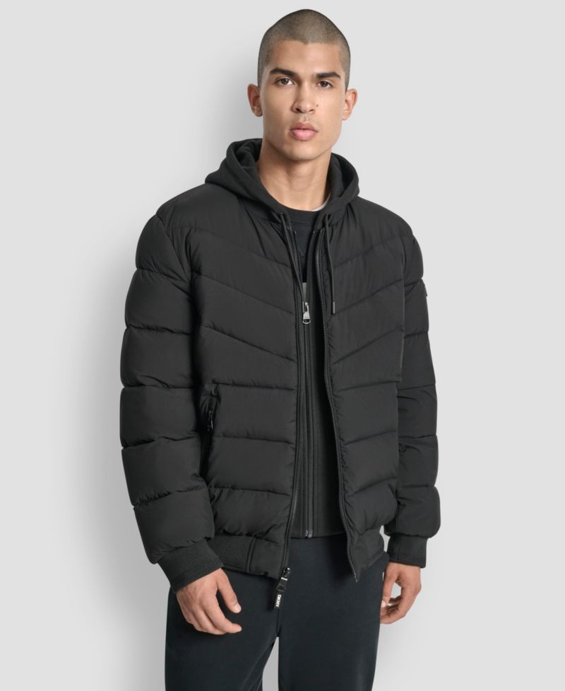 Men's Hooded Quilted Puffer Bomber Jacket