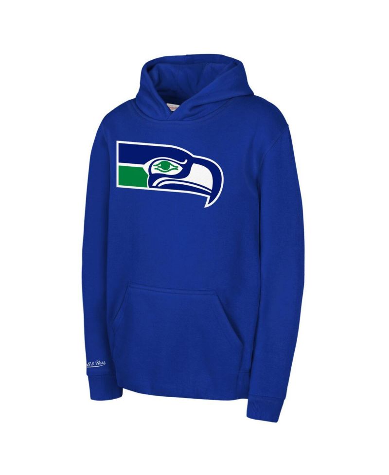 Big Boys and Girls Royal Seattle Seahawks Retro Logo Hoodie