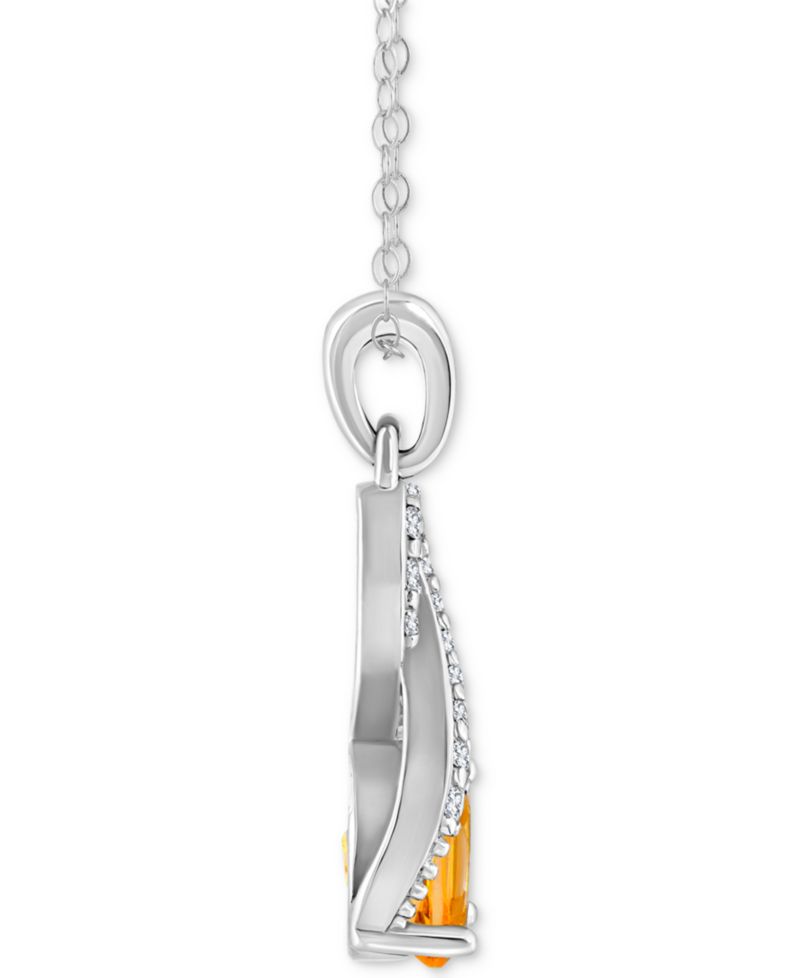 Rhodolite Garnet (1 ct. t.w.) & White Topaz (1/7 ct. t.w.) Looped 18" Pendant Necklace in Sterling Silver (Also in Citrine, Amethyst, Blue Topaz, & Peridot)