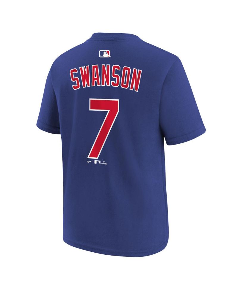 Big Boys and Girls Dansby Swanson Royal Chicago Cubs Name & Number T-Shirt