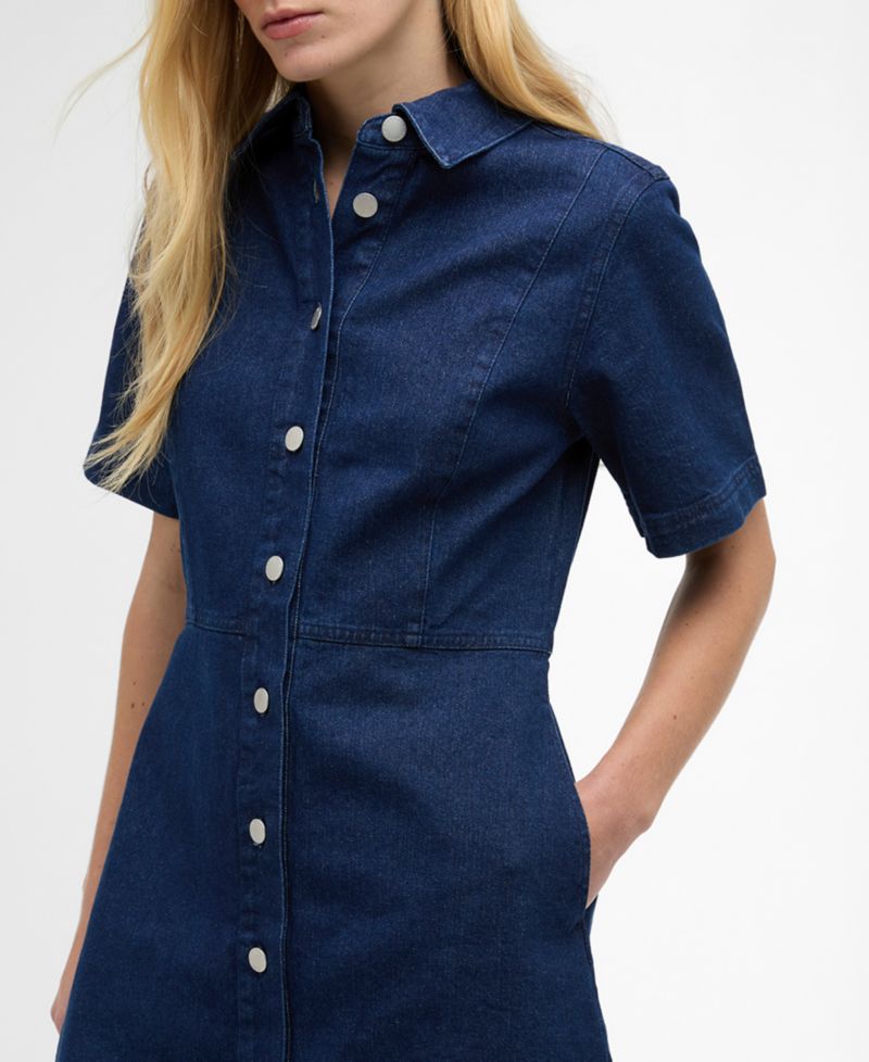 Women's Maia Pointed-Collar Mini Denim Dress