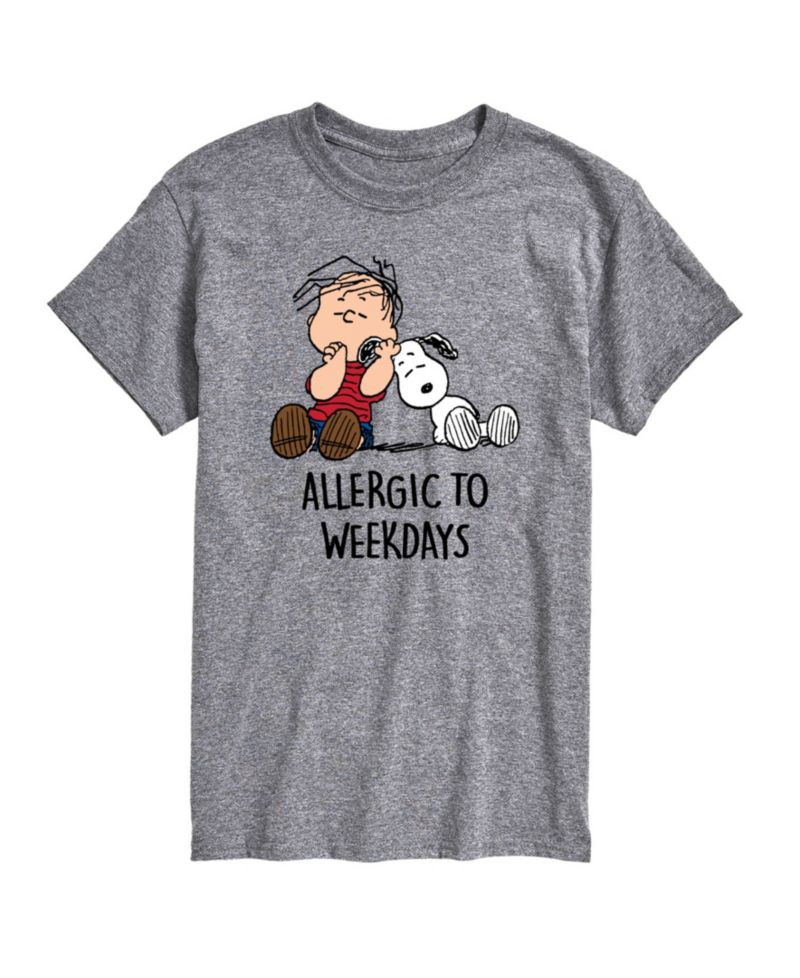 Men's Snoopy Peanuts Allergic To Weekdays Short Sleeve T-Shirt